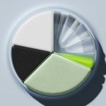 a pie chart divided into different colored sections representing data analysis