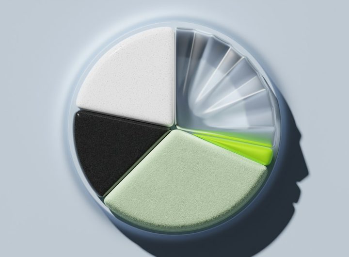 a pie chart divided into different colored sections representing data analysis